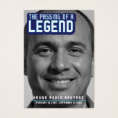 Funeral pass van een legende moderne blauwe gedich visitekaartje (Voorkant)