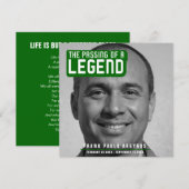 Funeral pass van een legende moderne groene gedich bedankkaart (Voorkant / Achterkant)