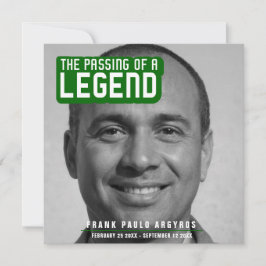 Funeral pass van een legende moderne groene gedich bedankkaart