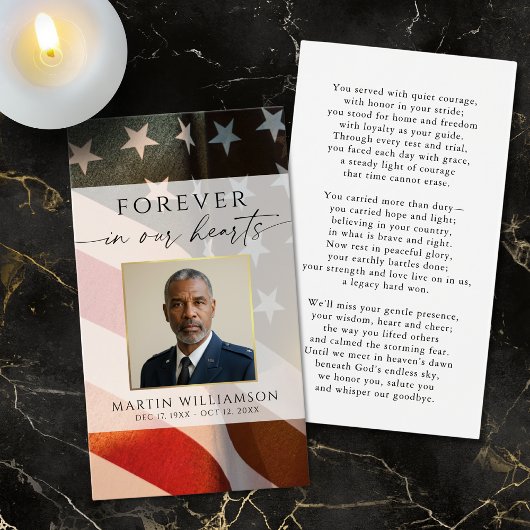 Funeral Patriotic Military Photo Prayer Card Visitekaartje