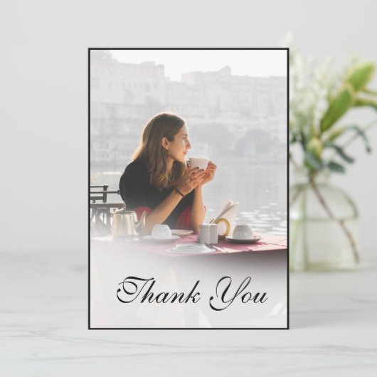 Funeral Personal foto Simple Elegant Hartelijk dan Bedankkaart (Staand voorkant)