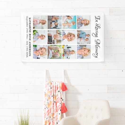 Funeral Personalized 12 Afbeelding Memorial Spandoek (Insitu)