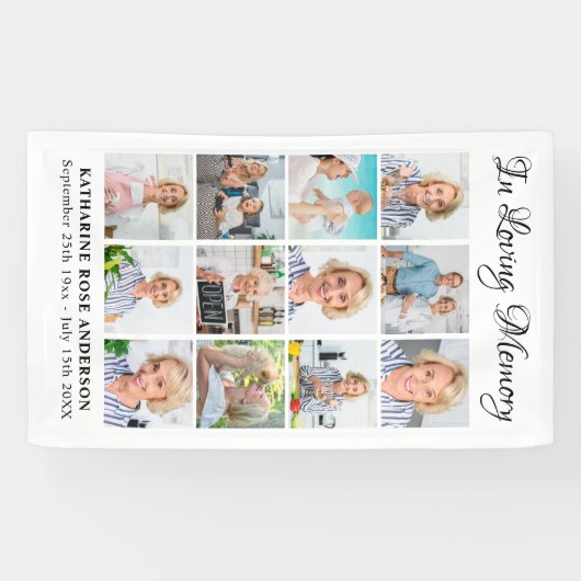 Funeral Personalized 12 Afbeelding Memorial Spandoek (Horizontaal)