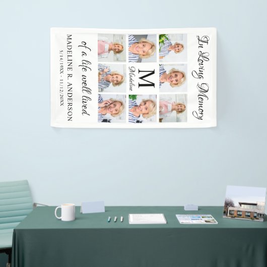 Funeral Personalized 8 Photo Collage Memorial Spandoek (Beurs)