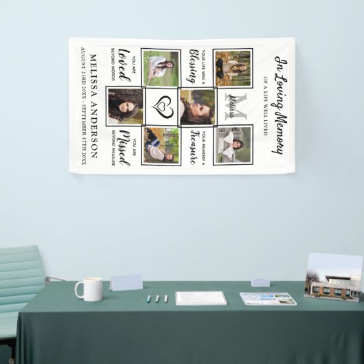 Funeral Personalized Photo Collage Loving Memory Spandoek (Beurs)