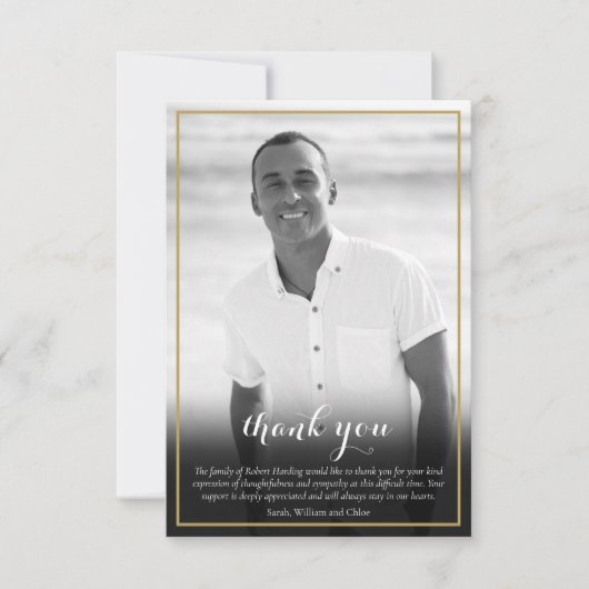 Funeral Photo Black and White Elegant Bedankkaart (Voorkant)