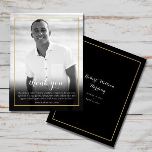 Funeral Photo Black and White Elegant Hartelijk da Briefkaart