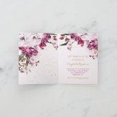 Funeral Photo Burgundy Floral Elegant Uitnodiging (Binnen)