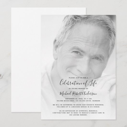 Funeral Photo Celebration of Life Memorial Kaart (Voorkant / Achterkant)