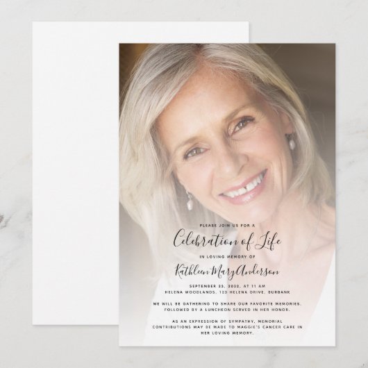 Funeral Photo Celebration of Life Memorial Kaart (Voorkant / Achterkant)