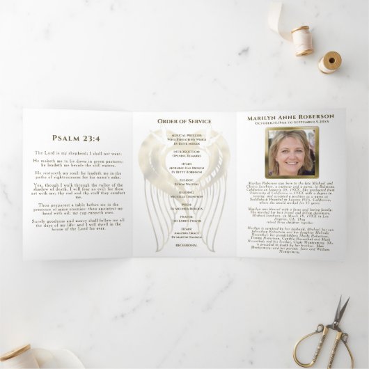 Funeral Photo Collage met servicevolgorde Drieluik Programma (Binnen)