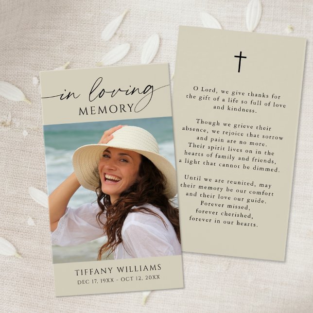 Funeral Photo Cross Loving Memory Prayer Card Visitekaartje (Creator heeft geüpload)