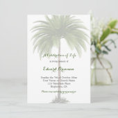 Funeral Photo Elegant Palm Tree Green Foliage Kaart (Staand voorkant)