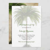 Funeral Photo Elegant Palm Tree Green Foliage Kaart (Voorkant / Achterkant)