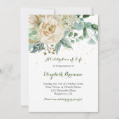 Funeral Photo Elegant Roos Floral Green Foliage Kaart (Voorkant)