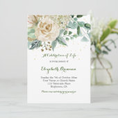 Funeral Photo Elegant Roos Floral Green Foliage Kaart (Staand voorkant)