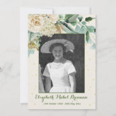 Funeral Photo Elegant Roos Floral Green Foliage Kaart (Achterkant)