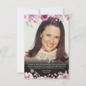 Funeral Photo Floral Blush Pink Bedankkaart (Voorkant)