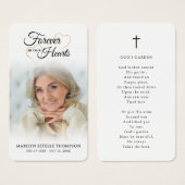 Funeral Photo Forever Hearts Cross Prayer Card Visitekaartje (Voorkant /achterkant)