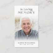 Funeral Photo Loving Memory Prayer Kaart Visitekaartje (Voorkant)