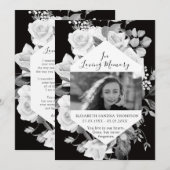 Funeral Photo Memorial Floral Black Poem Card Kaart (Voorkant / Achterkant)