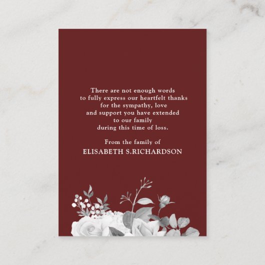 Funeral Photo Memorial Floral Red Hartelijk dank Informatiekaartje (Achterkant)
