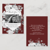Funeral Photo Memorial Floral Red Hartelijk dank Informatiekaartje (Voorkant / Achterkant)