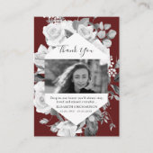 Funeral Photo Memorial Floral Red Hartelijk dank Informatiekaartje (Voorkant)