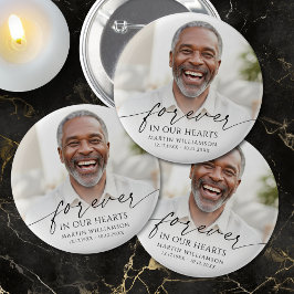 Funeral Photo Memorial Forever In Our Hearts Ronde Button 5,7 Cm
