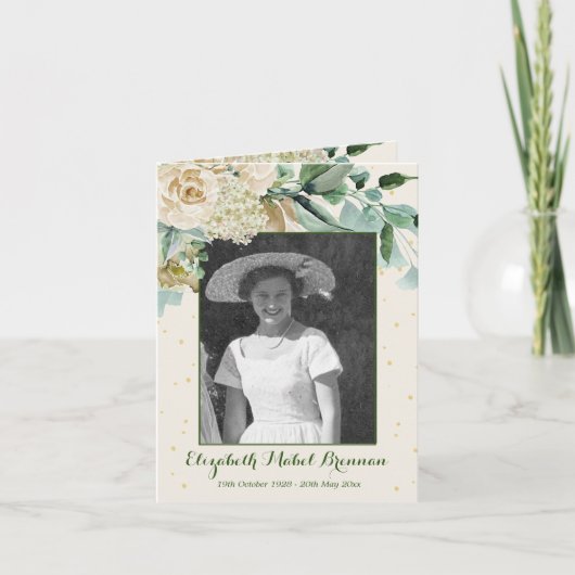 Funeral Photo Roos Floral Elegant Green Foliage (Voorkant)