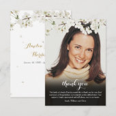 Funeral Photo White Blossom Floral Bedankkaart (Voorkant / Achterkant)