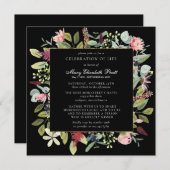 Funeral Pink Paars Floral Black Background Kaart (Voorkant / Achterkant)