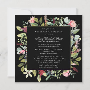 Funeral Pink Paars Floral Black Background Kaart