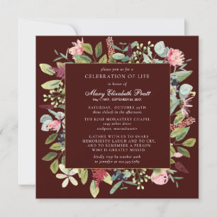 Funeral Pink Paars Floral Burgundy Background Kaart
