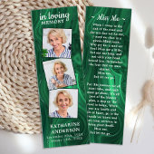 Funeral Prayer Bladwijzer 3 Foto Green Marble Mini Visitekaartjes