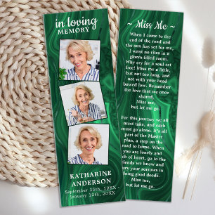 Funeral Prayer Bladwijzer 3 Foto Green Marble Mini Visitekaartjes