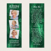 Funeral Prayer Bladwijzer 3 Foto Green Marble Mini Visitekaartjes (Voorkant /achterkant)