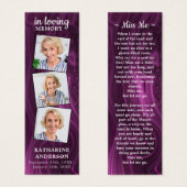 Funeral Prayer Bladwijzer 3 Foto Poem Paarse Marbl Mini Visitekaartjes (Voorkant /achterkant)