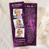 Funeral Prayer Bladwijzer 3 Foto Poem Paarse Marbl Mini Visitekaartjes