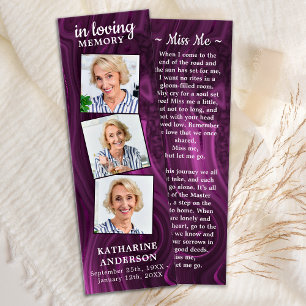Funeral Prayer Bladwijzer 3 Foto Poem Paarse Marbl Mini Visitekaartjes