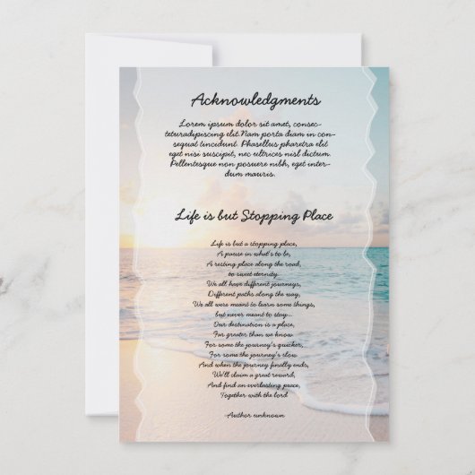 Funeral Prayer Card (Achterkant)