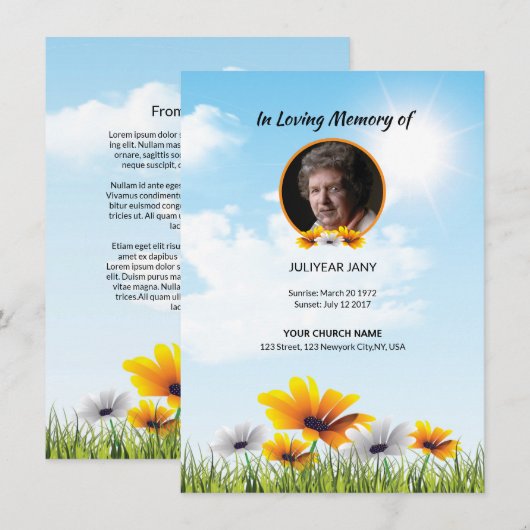 Funeral Prayer Card Kaart (Voorkant / Achterkant)