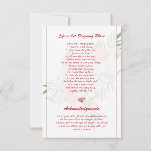 Funeral Prayer Card Sjabloon (Achterkant)