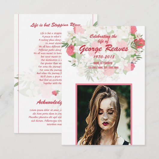 Funeral Prayer Card Sjabloon (Voorkant / Achterkant)