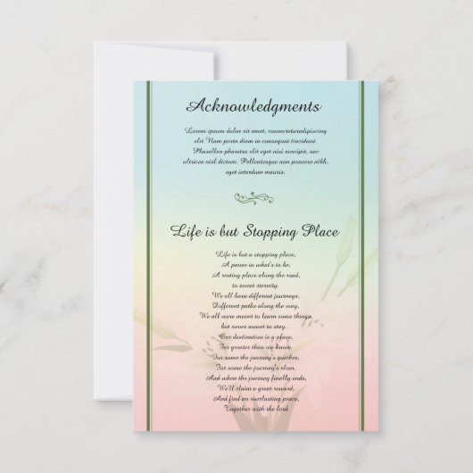 Funeral Prayer Card Sjabloon (Achterkant)