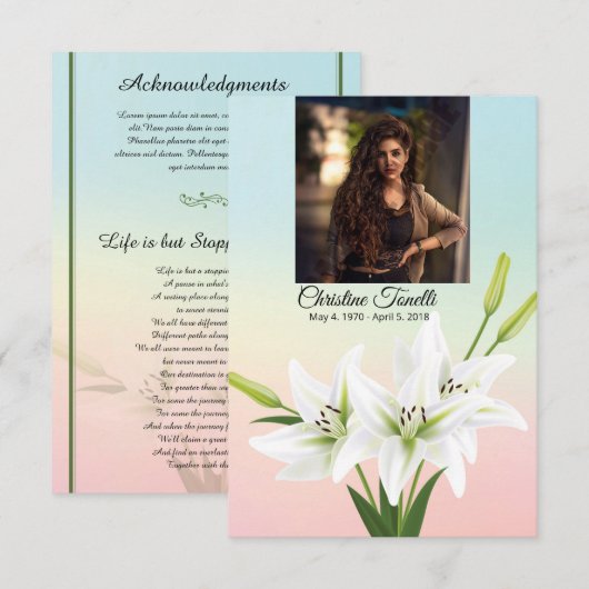 Funeral Prayer Card Sjabloon (Voorkant / Achterkant)