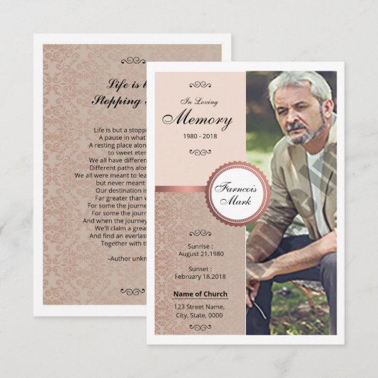 Funeral Prayer Card Sjabloon (Voorkant / Achterkant)