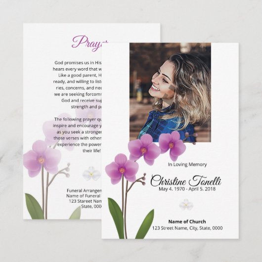 Funeral Prayer Card template  (Voorkant / Achterkant)