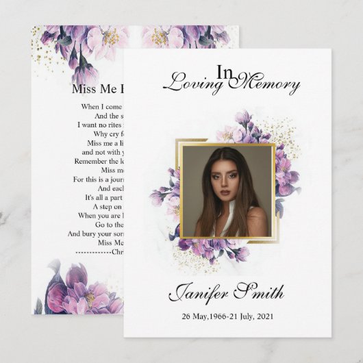 Funeral Prayer Card Template (Voorkant / Achterkant)