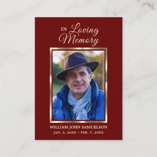 FUNERAL PRAYER DANK U BEDANKT VAN DE Rood-FOTO Visitekaartje (Voorkant)